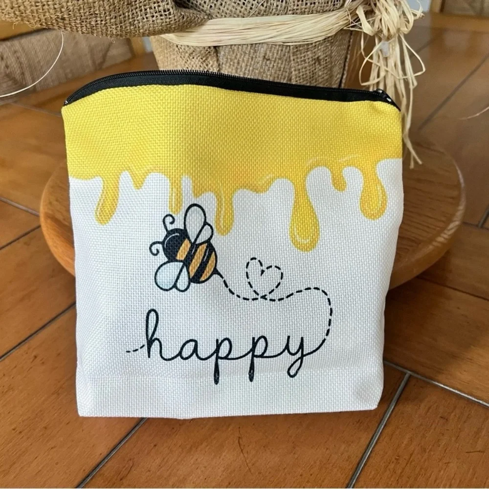 Bee Happy Design Cosmetic Zippered Pouch